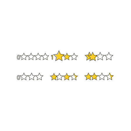 A selection of six distinct star rating displays, providing versatile options for indicating user...