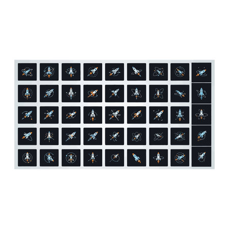 A collection of pixel art rocket icons, showcasing different designs and angles, perfect for...