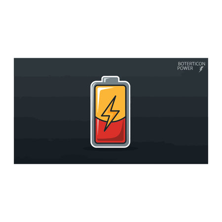 A vibrant illustration of a battery icon depicting a charging state with a lightning bolt symbol,...