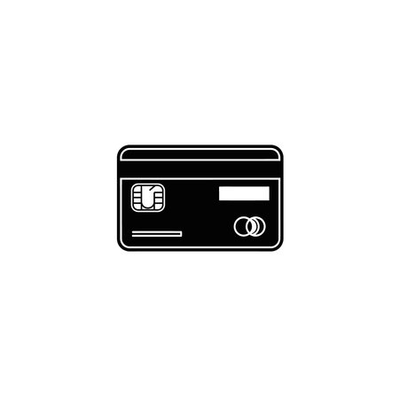 A solid black icon of a credit card featuring a chip and payment network logo, ideal for indicating payment options and financial transaction processing, Chip, Network, Logo, Options, Financial, Payのイラスト素材