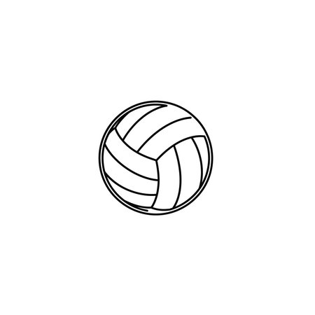 A simple black and white outline drawing of a volleyball, presented as an icon on a clean white background. Suitable for sports-related themes, Suitable for sports-related themes, Simple, Black, Artのイラスト素材