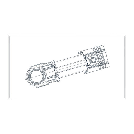 A clean, technical line drawing of a cylindrical industrial mechanical component on a white background, Line, Cylindrical, Industrial, Mechanical, Component, White, Design, Background, Art, Base, Formのイラスト素材