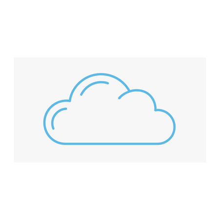 A clean and simple line art icon representing a cloud, designed with a minimalist blue outline isolated on a plain white background for versatile application, Simple, Designed, Plain, Modern, Designのイラスト素材
