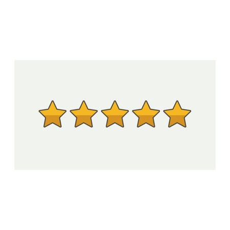 A graphical representation of a five star rating system, displayed as five yellow stars in a...