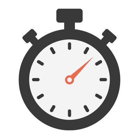 A clean, modern vector icon of a stopwatch, representing concepts of timing, speed, efficiency, and...