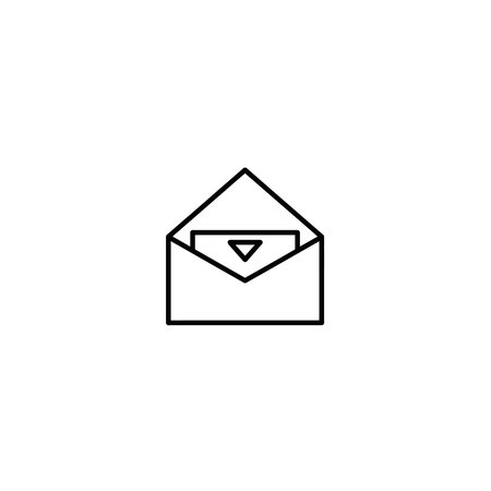 a simple line drawing of an open envelope with the flap folded back, revealing a triangular insertのイラスト素材