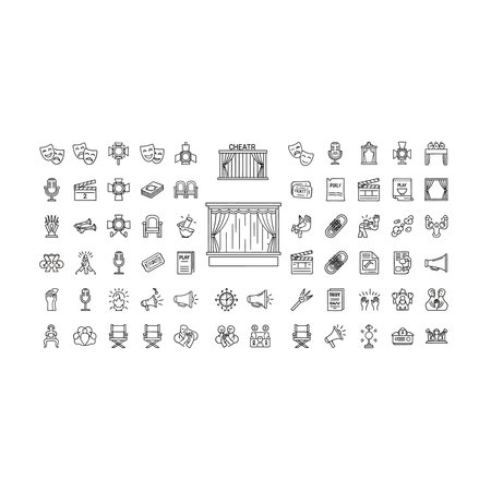 a large collection of black and white icons related to office and business settings, including various objects and symbolsのイラスト素材