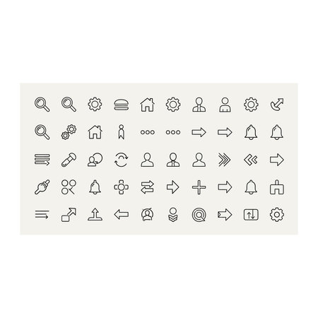 a set of numerous small black icons arranged in rows on a white rectangular background, including...