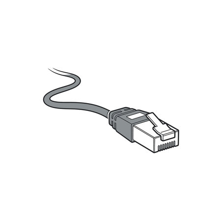 A close-up illustration of an ethernet rj45 network cable connector, representing internet connectivity and data transmission, internet, connectivity, data, technology, transmission, cables, digitalのイラスト素材