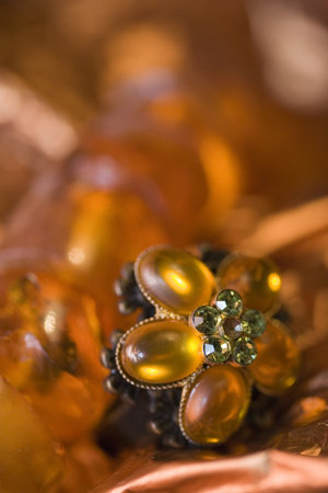 This is a golden ring on the golden surfaceの写真素材