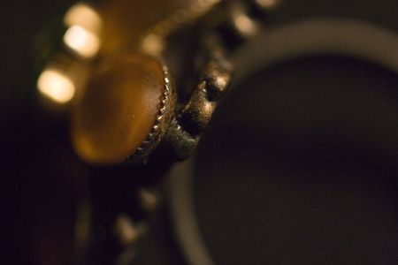 This is a golden ring on the black surfaceの写真素材