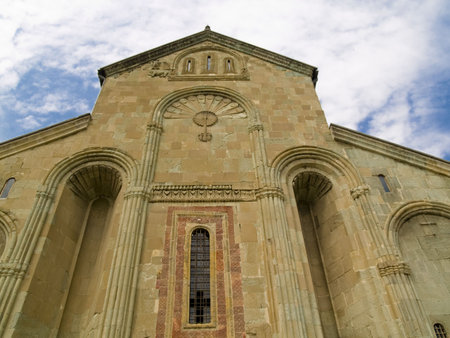 Front of Orthodox cathedral in Mtskheta near Tbilisi - Georgia.