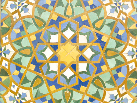 Oriental mosaic decoration in Casablanca Mosque Morocco