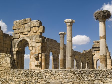 Volubilis Roman old city, Morocco, and it is declared a UNESCO World Heritage site. Sunny summer dayの写真素材