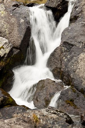 Small mountain waterfall in Pyrenees Andora. Summer time.の写真素材