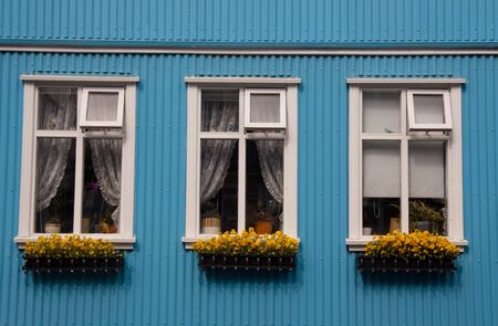 Three typical windows in Reykjavik - Icelandの写真素材