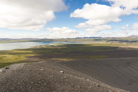 Iceland - Myvatn beauty big lake. Beauty landscape.の写真素材