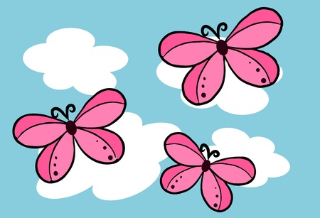 Batterfly on the blue sky のイラスト素材