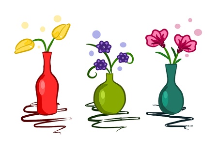 Beauty colorful vase with flowers のイラスト素材