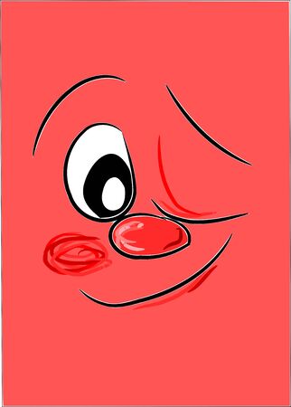 Red happy face with one open eye and one close eye - simple symbolのイラスト素材