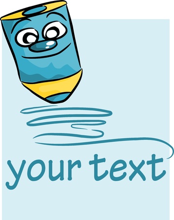 Happy crayon on blue background - illustration with place for your textのイラスト素材