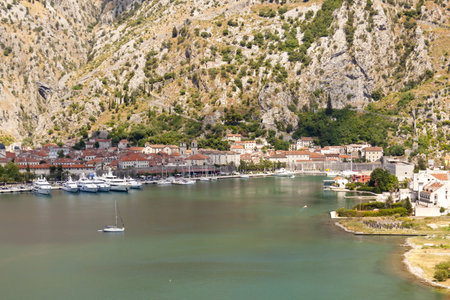 Aerial view on old town of Kotor Montenegro.