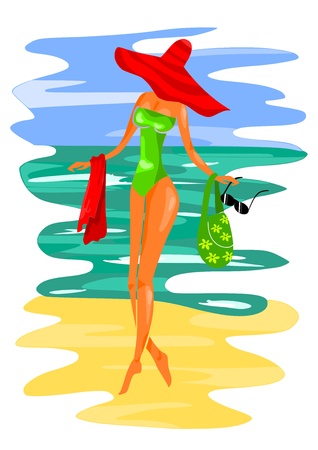 Young women on the beachのイラスト素材