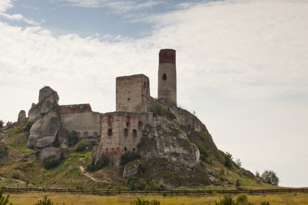 Old fortification on the hill - Olsztyn town near Czestochowa. Poland, Silesia.のeditorial素材