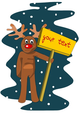 Reindeer with table for your text  Editable vector illustration  のイラスト素材