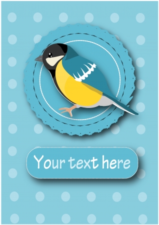 Tit on blue background - illustration with place for your text.のイラスト素材