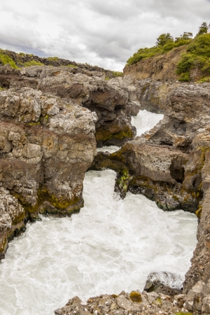 Rapid river near Hraunfossar waterfall - Iceland の写真素材