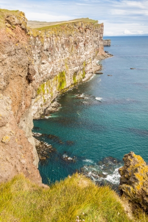 View on big cliffs on Latrabjarg - Iceland の写真素材