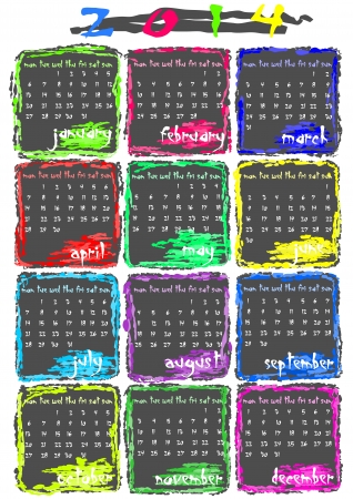 Simple but colourful calendar for 2014 year のイラスト素材