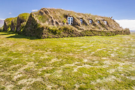 Glaumber old traditional Icelandic farm  Sunny summer day 