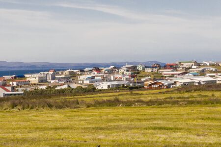 View on Porshofn fishing village - north part of Iceland の写真素材