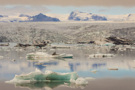 Vatnajokull glacier and Jokulsarlon lagoon - Iceland  Summer day 