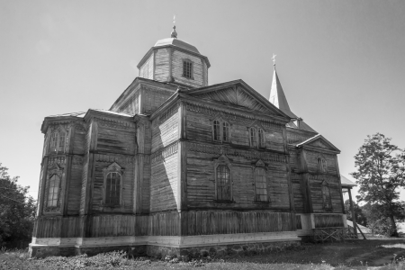 Old wooden orthodoxy church in Pobirka village near Uman - Ukraine, Europe.の写真素材