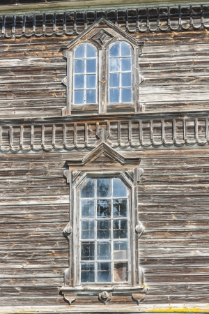 Two old window. Detail of orthodoxy church in Pobirka near Uman - Ukraine, Europe.の写真素材