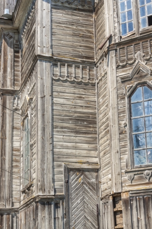 View on part of beauty old wooden orthodoxy church in Pobirka near Uman - Ukraine, Europe の写真素材
