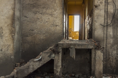 Stairs in old abandon paperworks - Kalety, Poland, Silesia province の写真素材