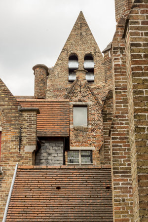 Roofs of The Memlingmuseum, Bruges, Belgium  Old town  Traditional buildings in Brugge のeditorial素材
