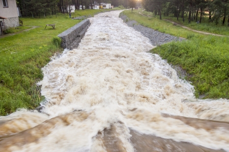 High water level in river - Zielona, Kalety, Poland, Europe   11 06 2013 の写真素材