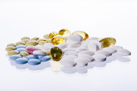 Tablets on white background.
