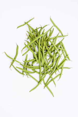 Green beans on white backgroundの写真素材