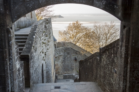 Village under the monastry on the Mountain Saint Michel.の写真素材
