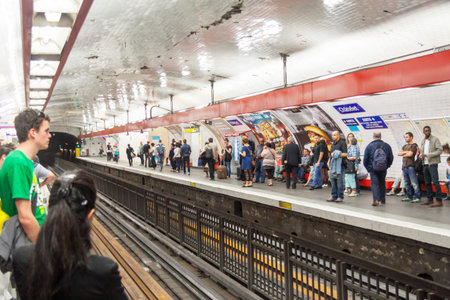 PARIS, FRANCE -  APRIL 25 Paris Metro station  Chatelet  on april 25, 2013 in Paris  Paris Metro is...