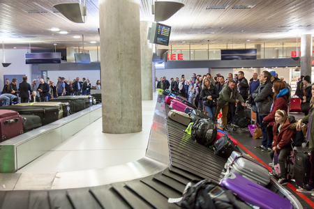 OSLO GARDERMOEN, NORWAY -  NOVEMBER 2:Interior of Oslo Gardermoen International Airport on november 2, 2014 in Oslo. The airport has biggest passenger flow in Norway.のeditorial素材