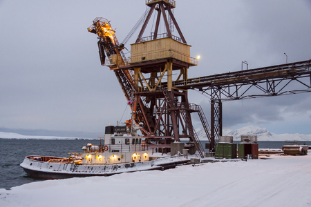 Barentsburg port  - Russian village on Spitsbergen, Norway.のeditorial素材