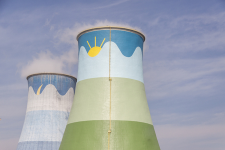 Cooling towers - coal power station in Opole, Poland.の写真素材