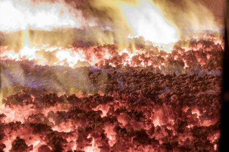 Interior of industrial coal furnaceの写真素材